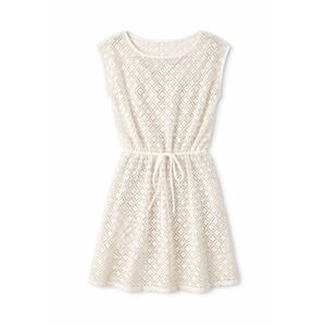 Sand & Spirit White Crochet Cover Up Dress Sz M Beach Swim Boho‎ Sheer Tie Waist